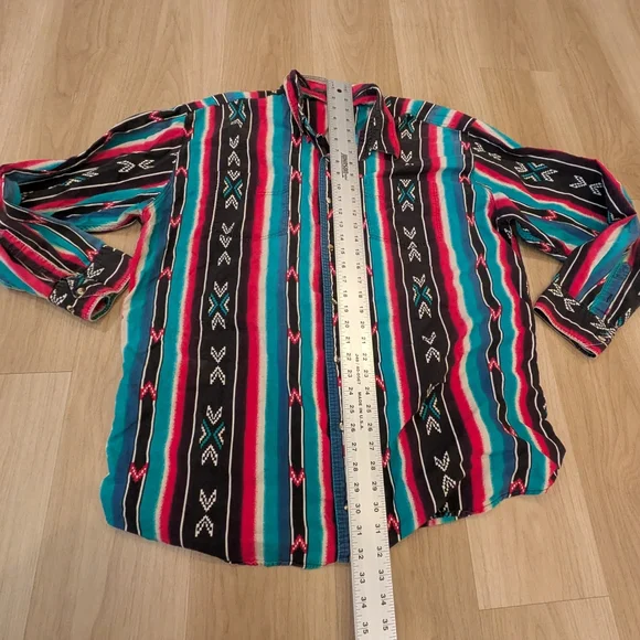 Vintage Express Rider Men's Button Down Aztec Pattern - Picture 3 of 6